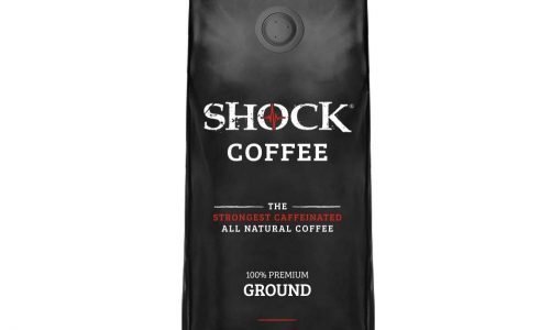 Shock coffee beans in black bag