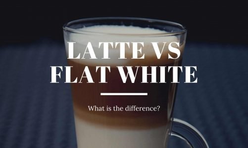 latte vs flat white with coffee in background