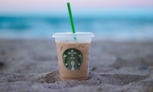 starbucks cup with iced coffee