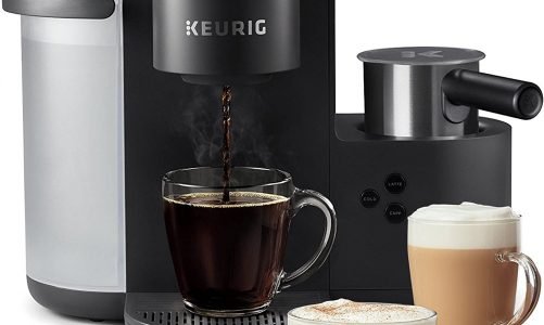 keurig coffee machine with 3 glasses of coffee